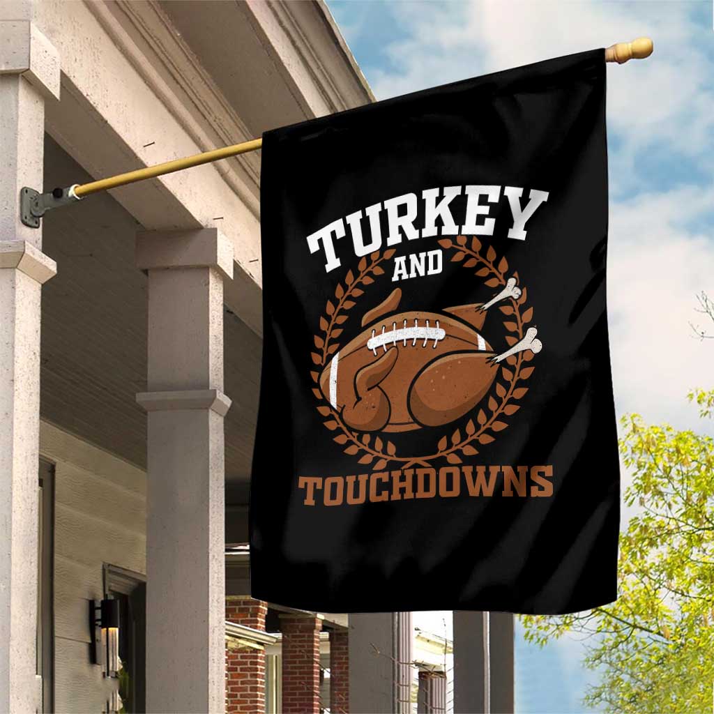 Thanksgiving Turkey And Touchdowns Football Season Garden Flag Game Day Outfits American Football Player Gift TS10 Print Your Wear
