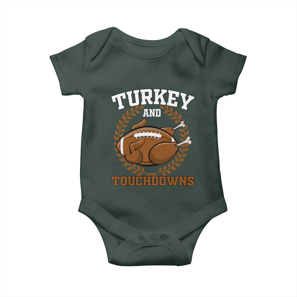Thanksgiving Turkey And Touchdowns Football Season Baby Onesie Game Day Outfits American Football Player Gift TS10 Print Your Wear