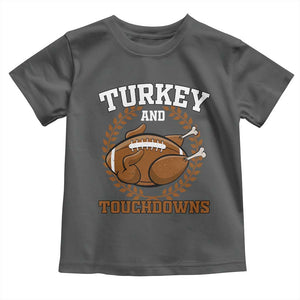Thanksgiving Turkey And Touchdowns Football Season Baby Shirt Game Day Outfits American Football Player Gift TS10 Dark Heather Print Your Wear