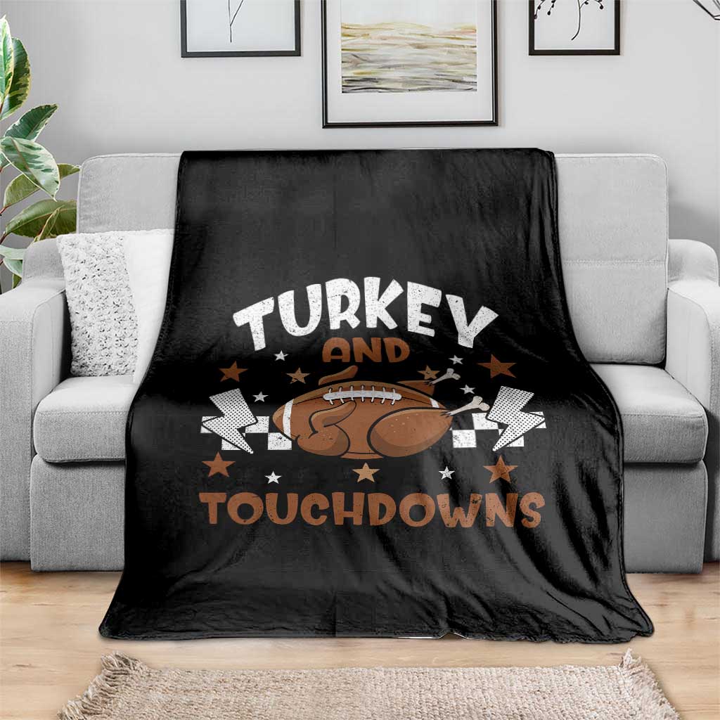 Thanksgiving Turkey And Touchdowns Football Season Throw Blanket Game Day TS10 Print Your Wear