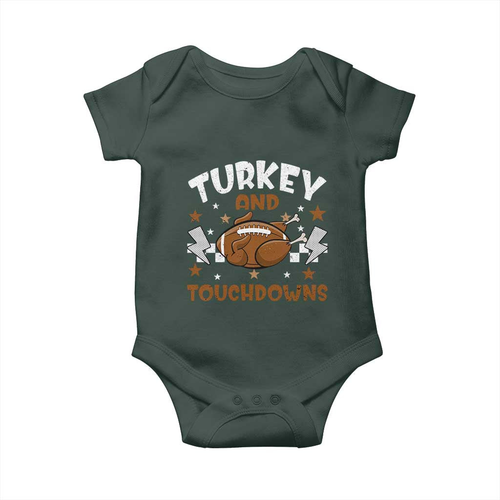 Thanksgiving Turkey And Touchdowns Football Season Baby Onesie Game Day TS10 Print Your Wear
