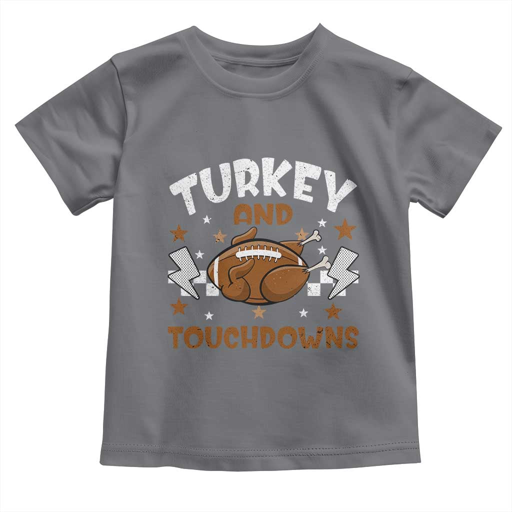 Thanksgiving Turkey And Touchdowns Football Season Baby Shirt Game Day TS10 Charcoal Print Your Wear
