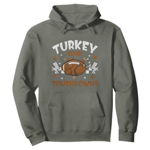 Thanksgiving Turkey And Touchdowns Football Season Hoodie Game Day TS10 Military Green Print Your Wear