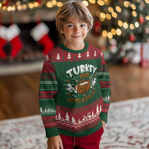 Thanksgiving Turkey And Touchdowns Football Season Knit Sweatshirt Game Day TS10 Christmas Print Your Wear