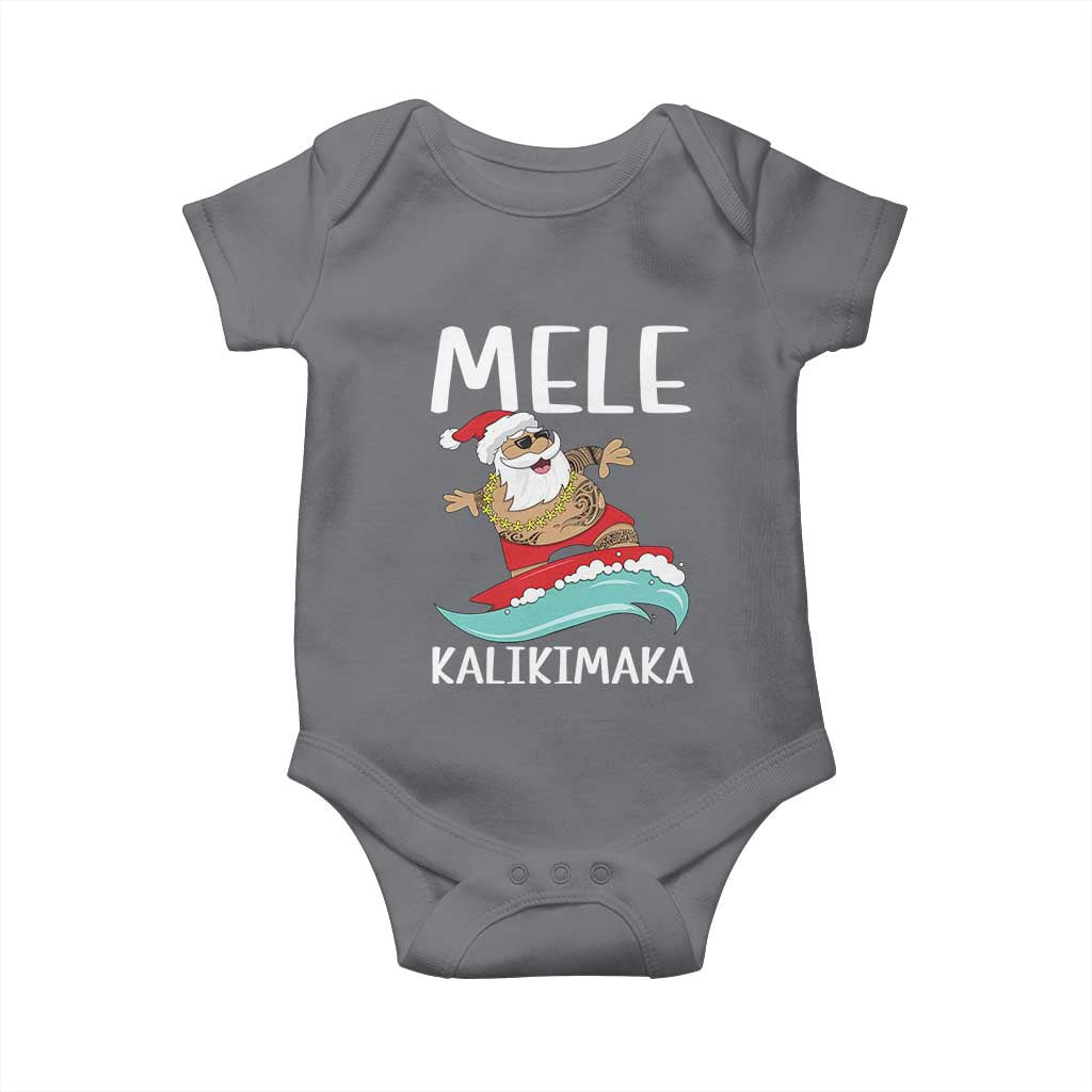 Hawaiian Christmas Baby Onesie Mele Kalikimaka Hawaii Surfing Santa Tropical Beach TS10 Charcoal Print Your Wear