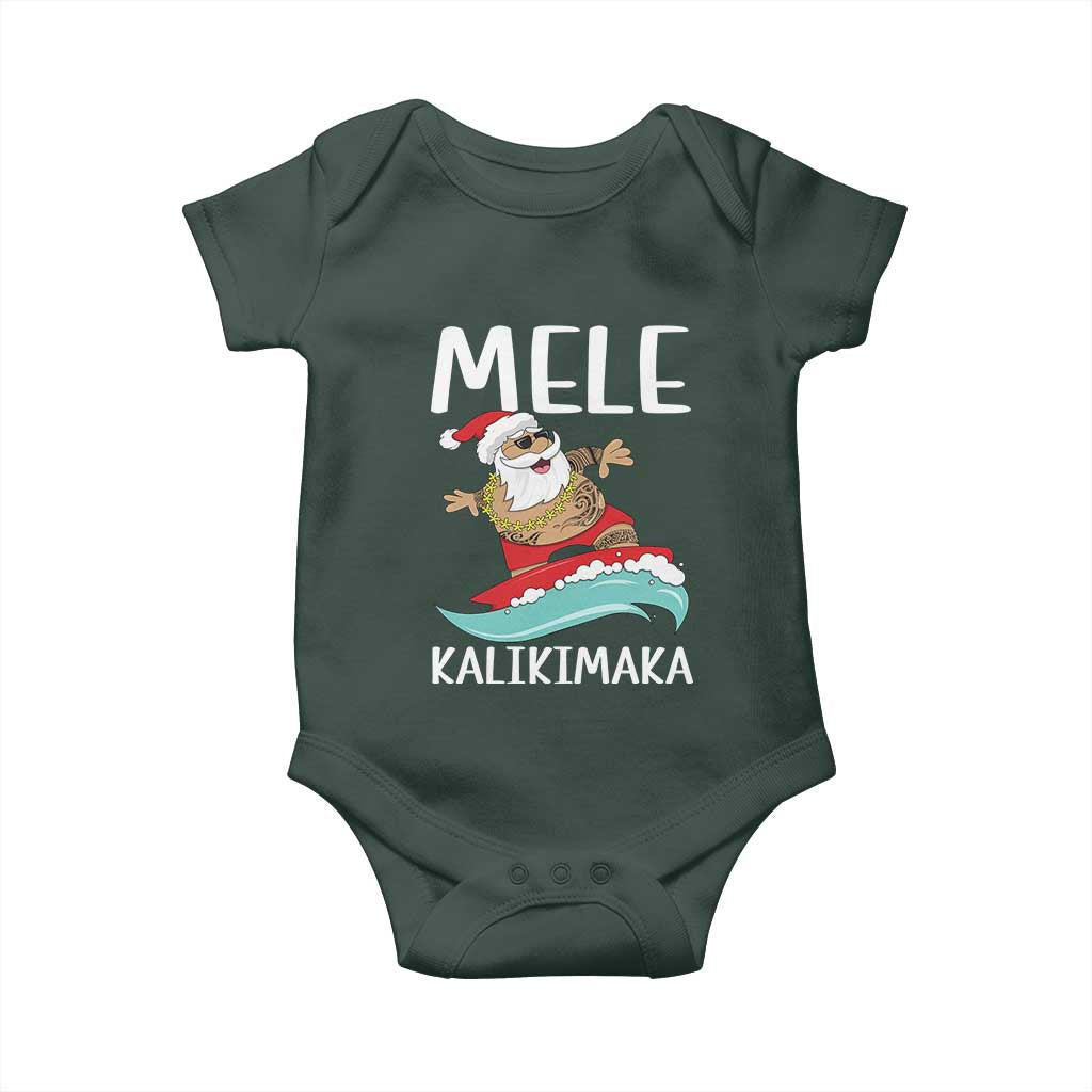 Hawaiian Christmas Baby Onesie Mele Kalikimaka Hawaii Surfing Santa Tropical Beach TS10 Print Your Wear