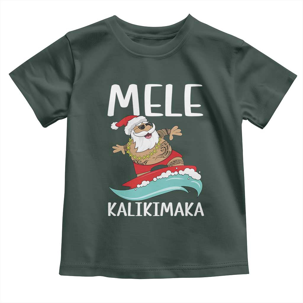 Hawaiian Christmas Baby Shirt Mele Kalikimaka Hawaii Surfing Santa Tropical Beach TS10 Dark Forest Green Print Your Wear