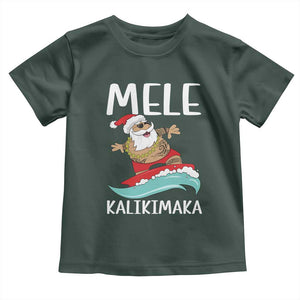 Hawaiian Christmas Baby Shirt Mele Kalikimaka Hawaii Surfing Santa Tropical Beach TS10 Dark Forest Green Print Your Wear