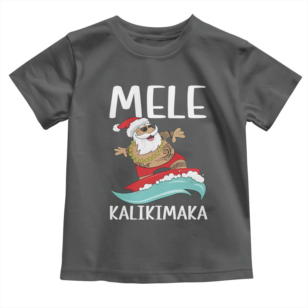 Hawaiian Christmas Baby Shirt Mele Kalikimaka Hawaii Surfing Santa Tropical Beach TS10 Dark Heather Print Your Wear