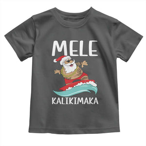 Hawaiian Christmas Baby Shirt Mele Kalikimaka Hawaii Surfing Santa Tropical Beach TS10 Dark Heather Print Your Wear