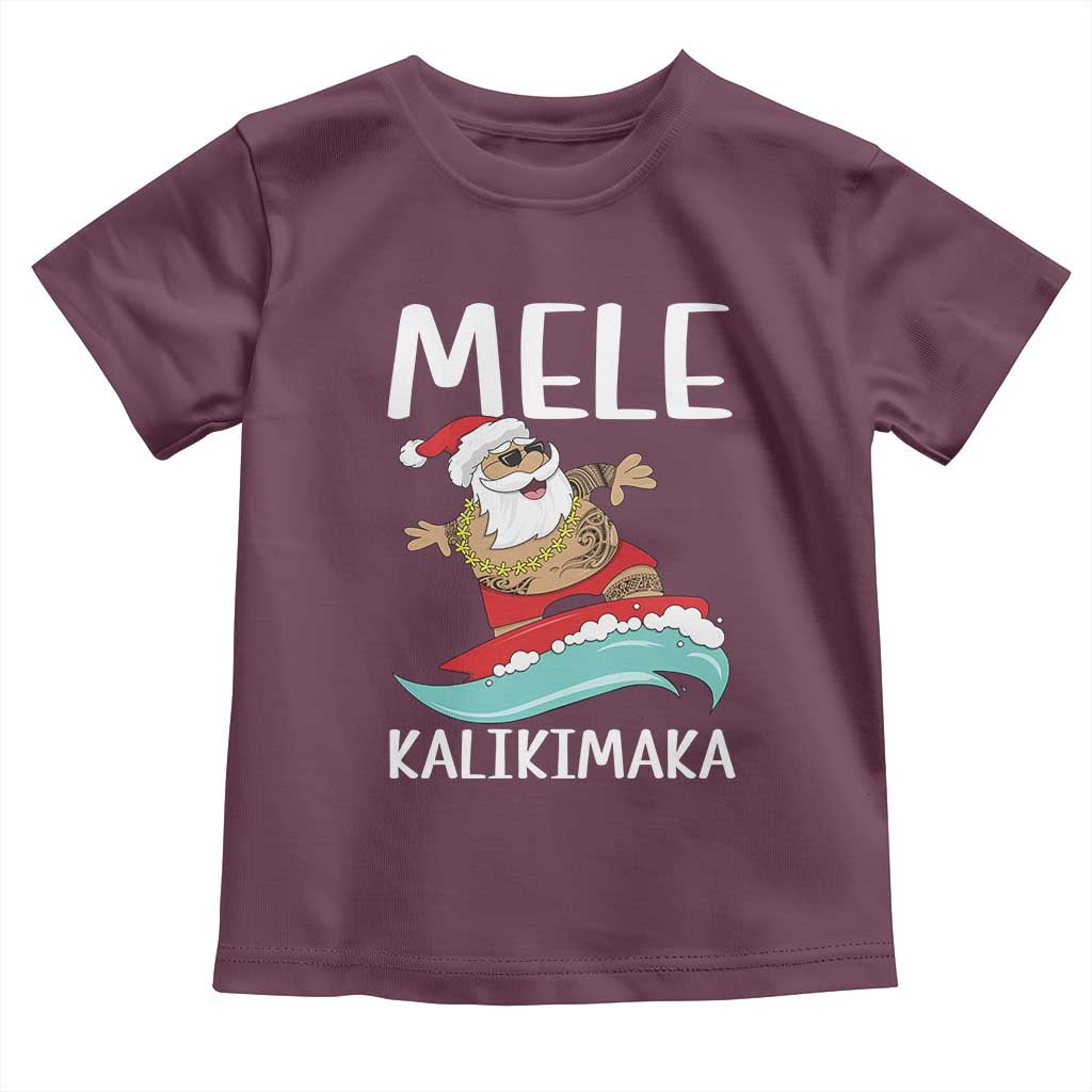 Hawaiian Christmas Baby Shirt Mele Kalikimaka Hawaii Surfing Santa Tropical Beach TS10 Maroon Print Your Wear
