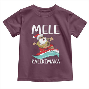 Hawaiian Christmas Baby Shirt Mele Kalikimaka Hawaii Surfing Santa Tropical Beach TS10 Maroon Print Your Wear