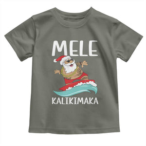 Hawaiian Christmas Baby Shirt Mele Kalikimaka Hawaii Surfing Santa Tropical Beach TS10 Military Green Print Your Wear