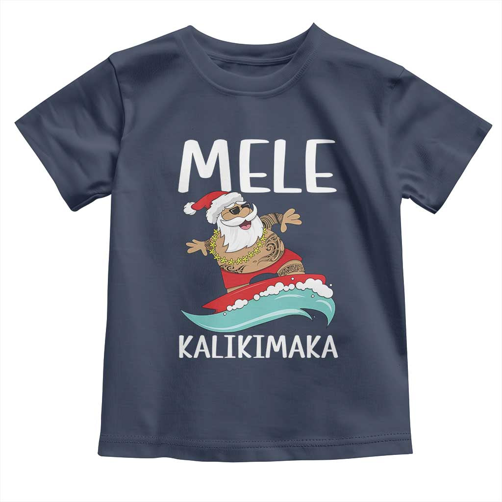 Hawaiian Christmas Baby Shirt Mele Kalikimaka Hawaii Surfing Santa Tropical Beach TS10 Navy Print Your Wear