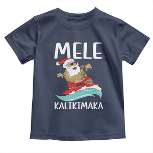 Hawaiian Christmas Baby Shirt Mele Kalikimaka Hawaii Surfing Santa Tropical Beach TS10 Navy Print Your Wear