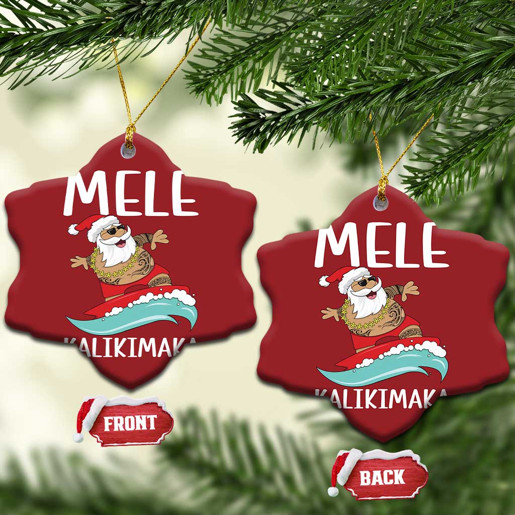 Hawaiian Christmas Christmas Ornament Mele Kalikimaka Hawaii Surfing Santa Tropical Beach TS10 Snow Flake Red Print Your Wear
