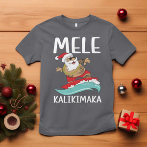 Hawaiian Christmas T Shirt Mele Kalikimaka Hawaii Surfing Santa Tropical Beach TS10 Charcoal Print Your Wear