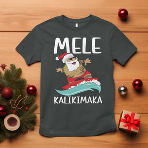 Hawaiian Christmas T Shirt Mele Kalikimaka Hawaii Surfing Santa Tropical Beach TS10 Dark Heather Print Your Wear