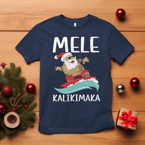 Hawaiian Christmas T Shirt Mele Kalikimaka Hawaii Surfing Santa Tropical Beach TS10 Navy Print Your Wear