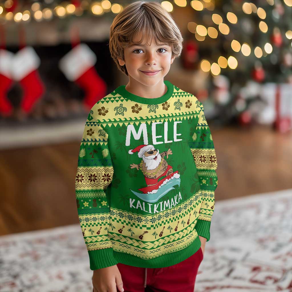 Hawaiian Christmas Ugly Christmas Sweater Mele Kalikimaka Hawaii Surfing Santa Tropical Beach PrintYourWear Print Your Wear