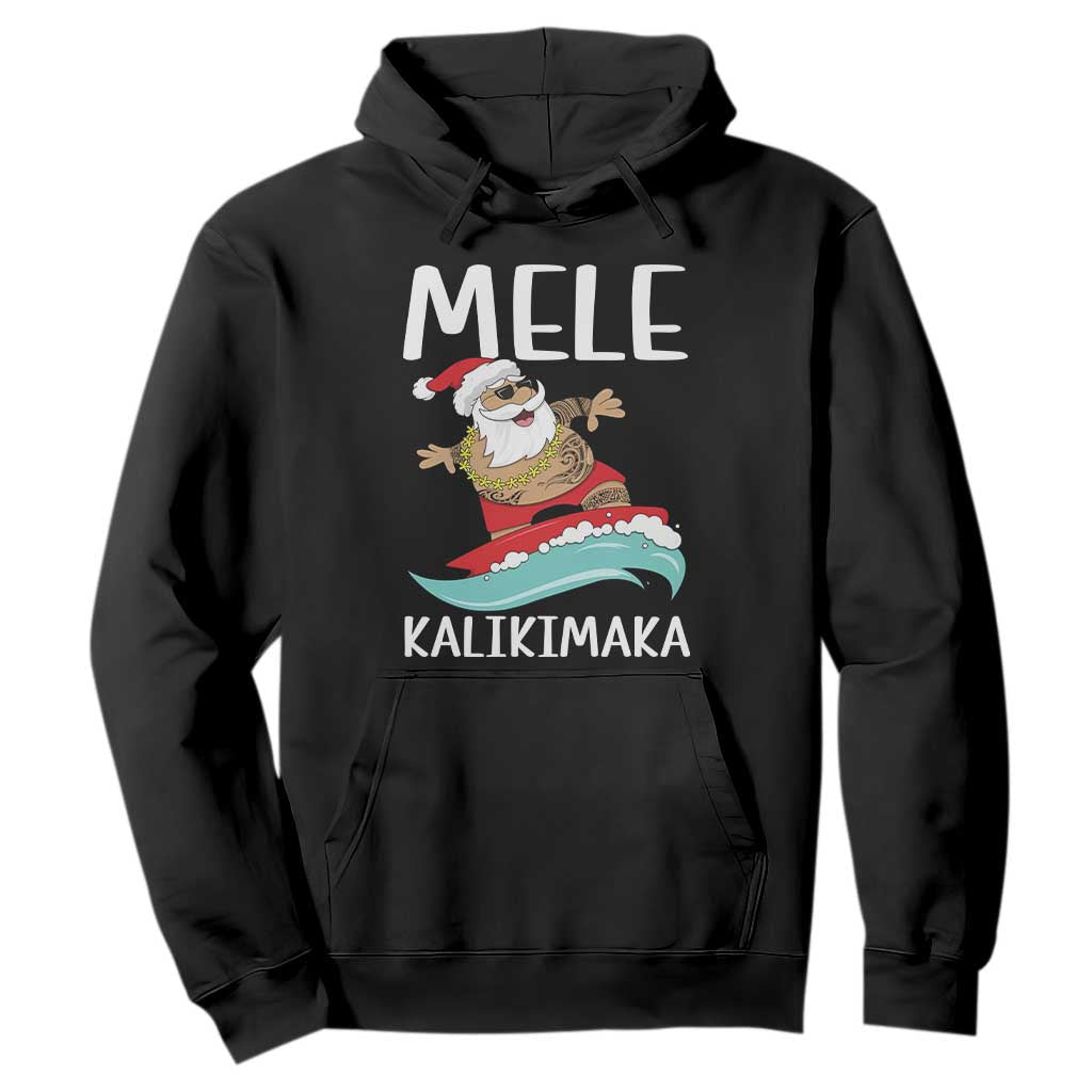 Hawaiian Christmas Hoodie Mele Kalikimaka Hawaii Surfing Santa Tropical Beach TS10 Black Print Your Wear