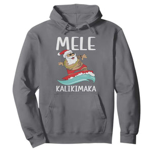 Hawaiian Christmas Hoodie Mele Kalikimaka Hawaii Surfing Santa Tropical Beach TS10 Charcoal Print Your Wear