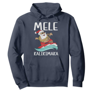 Hawaiian Christmas Hoodie Mele Kalikimaka Hawaii Surfing Santa Tropical Beach TS10 Navy Print Your Wear