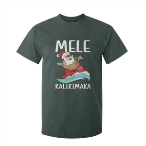 Hawaiian Christmas T Shirt For Kid Mele Kalikimaka Hawaii Surfing Santa Tropical Beach TS10 Dark Forest Green Print Your Wear