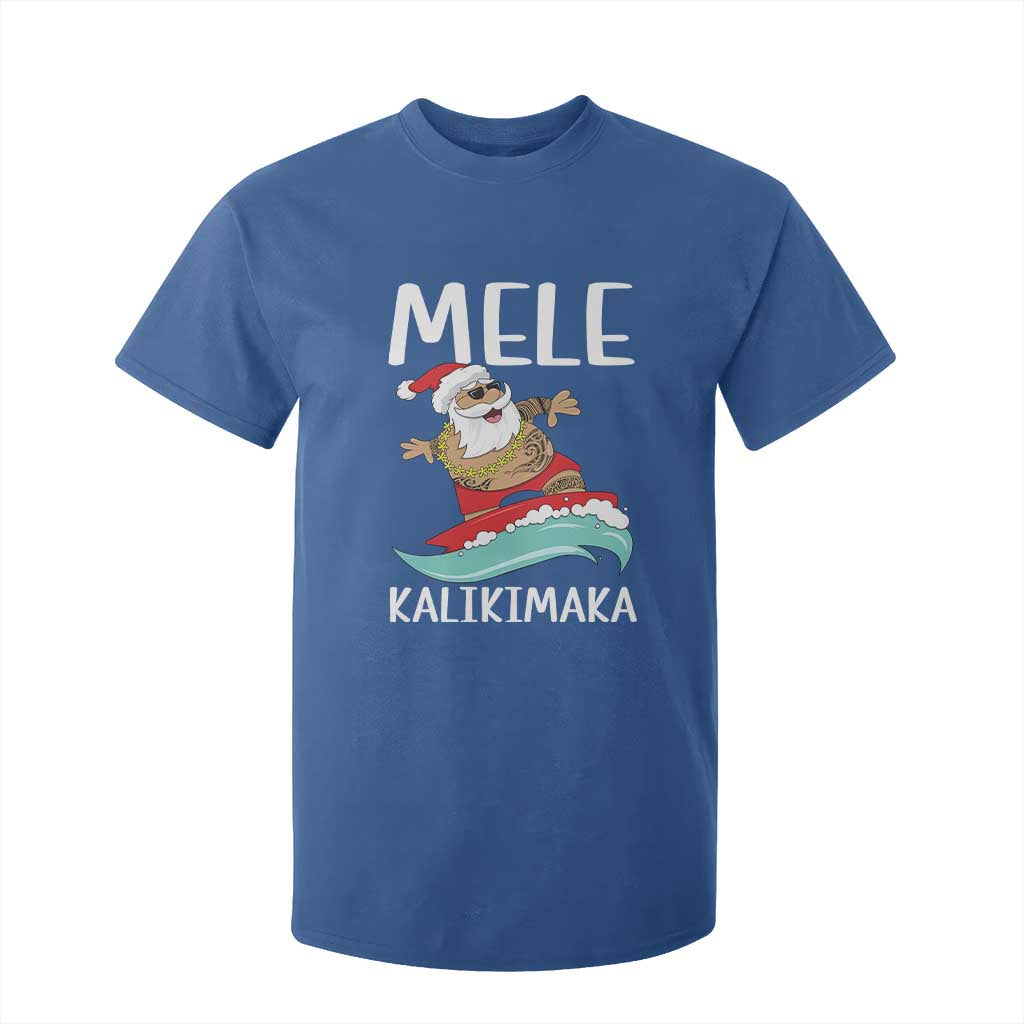 Hawaiian Christmas T Shirt For Kid Mele Kalikimaka Hawaii Surfing Santa Tropical Beach TS10 Royal Blue Print Your Wear