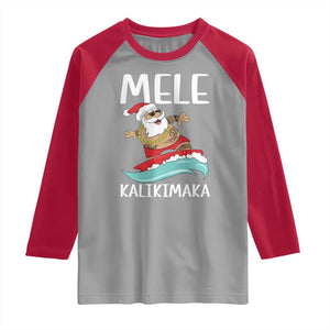 Hawaiian Christmas Raglan Shirt Mele Kalikimaka Hawaii Surfing Santa Tropical Beach TS10 Sport Gray Red Print Your Wear