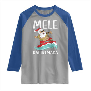 Hawaiian Christmas Raglan Shirt Mele Kalikimaka Hawaii Surfing Santa Tropical Beach TS10 Sport Gray Royal Print Your Wear