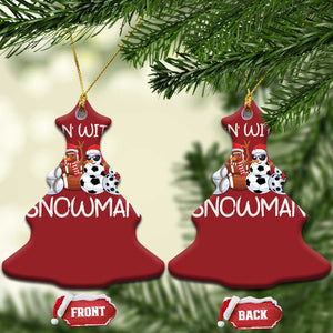 Snowman Xmas Christmas Ornament Football Soccer Baseball Pickleball Chillin With My Snowmies Ugly Gift TS10 Christmas Tree Red Print Your Wear