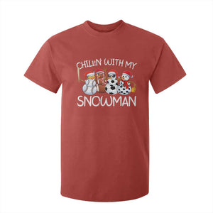 Snowman Christmas T Shirt For Kid Football Soccer Baseball Pickleball Chillin With My Snowmies Ugly Gift TS10 Red Print Your Wear