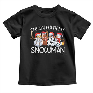 Snowman Christmas Toddler T Shirt Football Soccer Baseball Pickleball Chillin With My Snowmies Ugly Gift TS10 Black Print Your Wear