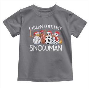 Snowman Christmas Toddler T Shirt Football Soccer Baseball Pickleball Chillin With My Snowmies Ugly Gift TS10 Charcoal Print Your Wear