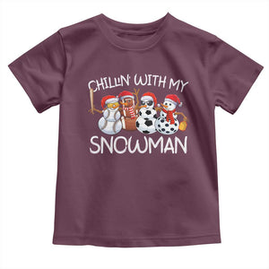 Snowman Christmas Toddler T Shirt Football Soccer Baseball Pickleball Chillin With My Snowmies Ugly Gift TS10 Maroon Print Your Wear