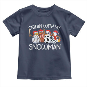 Snowman Christmas Toddler T Shirt Football Soccer Baseball Pickleball Chillin With My Snowmies Ugly Gift TS10 Navy Print Your Wear