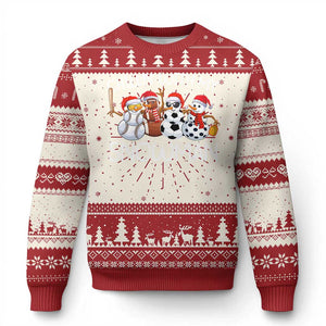 Snowman Ugly Christmas Sweater Football Soccer Baseball Pickleball Chillin With My Snowmies Ugly Gift TS10 Red Print Your Wear