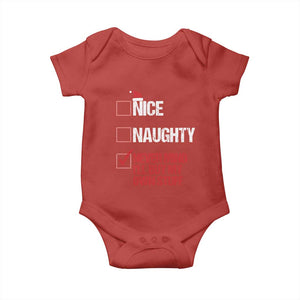 Christmas Santa Baby Onesie Nice Naughty Never Mind I'll Buy My Own Stuff Xmas List TS10 Red Print Your Wear