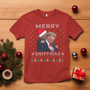 Funny Christmas Trump T Shirt Merry Sniffmas Biden Sniffing Trump Ugly Sweater Xmas Dirty TS10 Red Print Your Wear