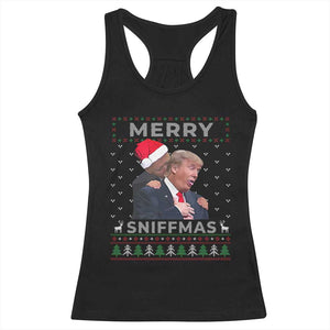 Funny Christmas Trump Racerback Tank Top Merry Sniffmas Biden Sniffing Trump Ugly Sweater Xmas Dirty TS10 Black Print Your Wear