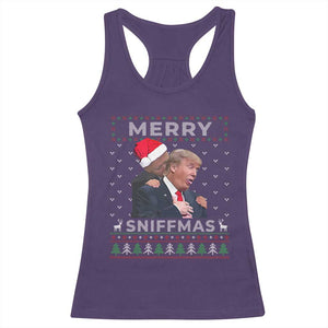 Funny Christmas Trump Racerback Tank Top Merry Sniffmas Biden Sniffing Trump Ugly Sweater Xmas Dirty TS10 Purple Print Your Wear