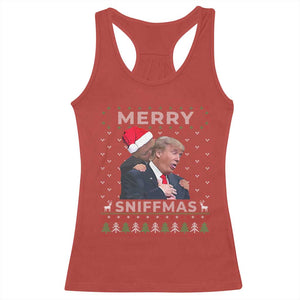Funny Christmas Trump Racerback Tank Top Merry Sniffmas Biden Sniffing Trump Ugly Sweater Xmas Dirty TS10 Red Print Your Wear