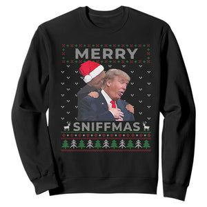 Funny Christmas Trump Sweatshirt Merry Sniffmas Biden Sniffing Trump Ugly Sweater Xmas Dirty TS10 Black Print Your Wear