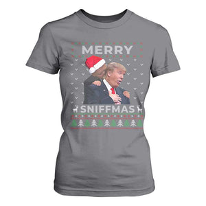 Funny Christmas Trump T Shirt For Women Merry Sniffmas Biden Sniffing Trump Ugly Sweater Xmas Dirty TS10 Charcoal Print Your Wear
