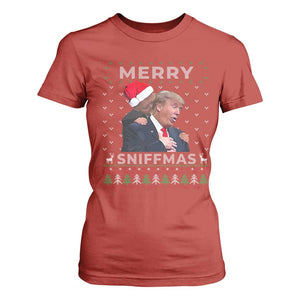 Funny Christmas Trump T Shirt For Women Merry Sniffmas Biden Sniffing Trump Ugly Sweater Xmas Dirty TS10 Red Print Your Wear