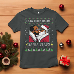 Funny Dirty Christmas T Shirt I Saw Diddy Kissing Santa Claus Ugly Xmas Sweater TS10 Dark Heather Print Your Wear