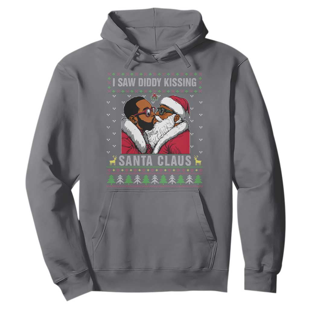 Funny Dirty Christmas Hoodie I Saw Diddy Kissing Santa Claus Ugly Xmas Sweater TS10 Charcoal Print Your Wear