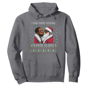 Funny Dirty Christmas Hoodie I Saw Diddy Kissing Santa Claus Ugly Xmas Sweater TS10 Charcoal Print Your Wear