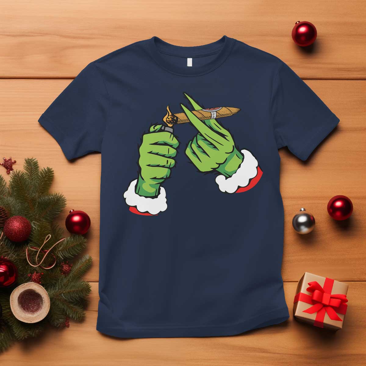 Pothead Christmas T Shirt Cannabis Weed Adult Christmas Party TS10 Navy Print Your Wear